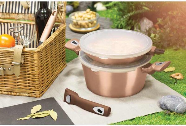 Sada nádobí s mramorovým povrchem 6 ks Rosegold Metallic Line