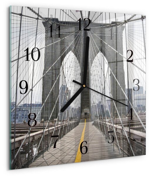 Skleněné hodiny na stěnu Brooklynský most zskc-30x30-00175459