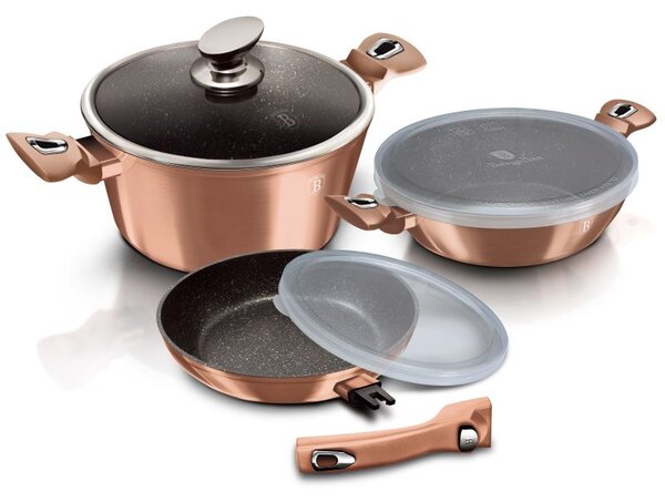 Sada nádobí s mramorovým povrchem 6 ks Rosegold Metallic Line