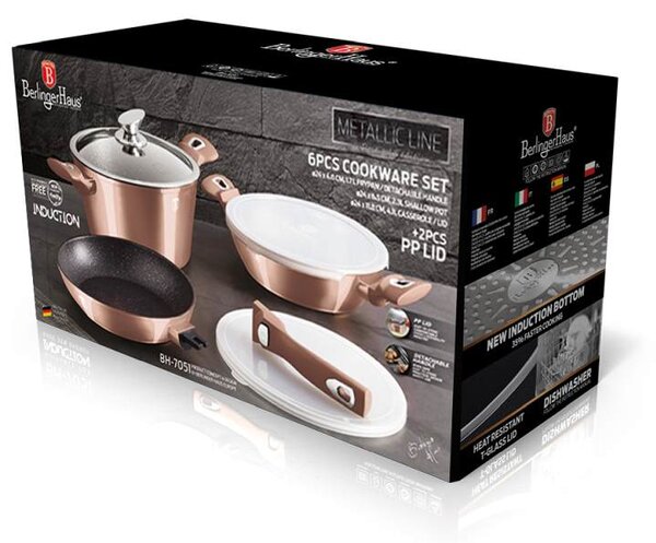 Sada nádobí s mramorovým povrchem 6 ks Rosegold Metallic Line