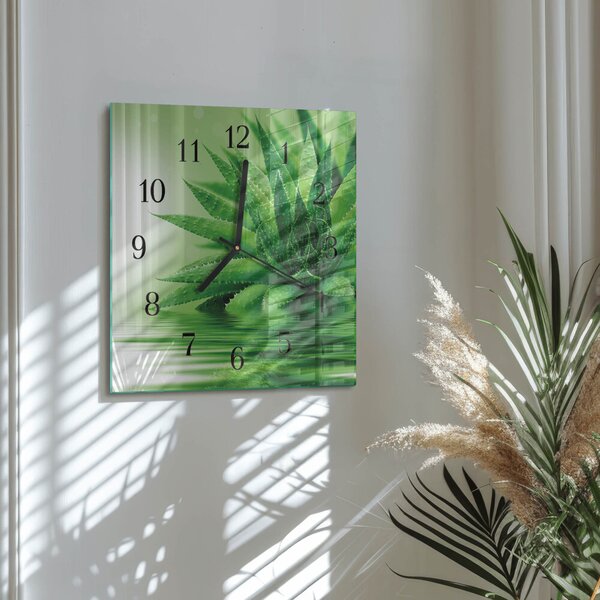 Skleněné hodiny na stěnu Aloe zskc-30x30-00175455
