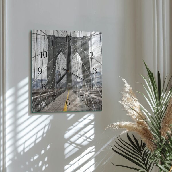 Skleněné hodiny na stěnu Brooklynský most zskc-30x30-00175459