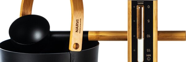 Narvi Black hliníková naběračka do sauny černá 43 cm