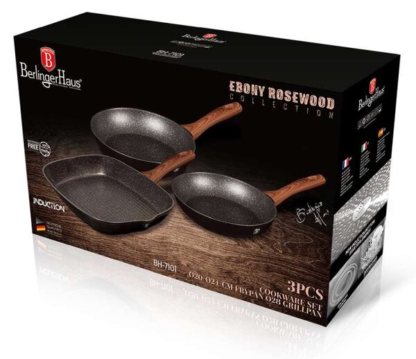 Sada pánví s mramorovým povrchem 3 ks Ebony Line Rosewood