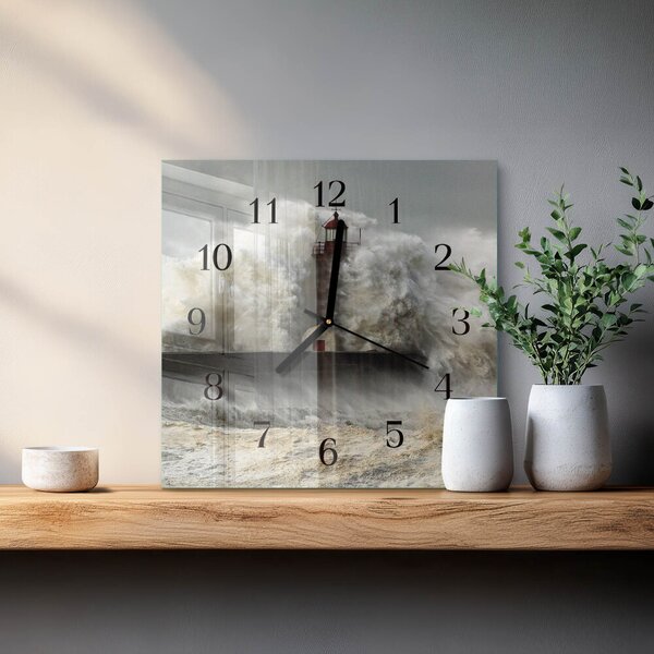 Skleněné hodiny na stěnu Bouře zskc-30x30-00175496