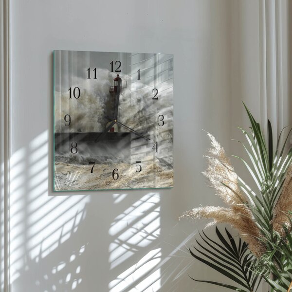 Skleněné hodiny na stěnu Bouře zskc-30x30-00175496