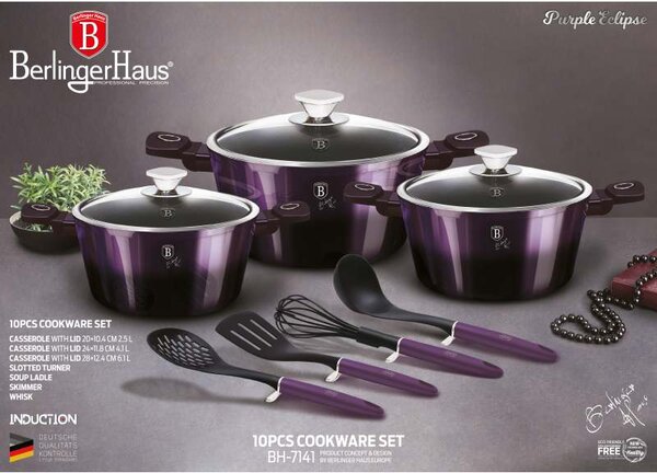 Sada nádobí s titanovým povrchem 10 ks Purple Eclipse Collection