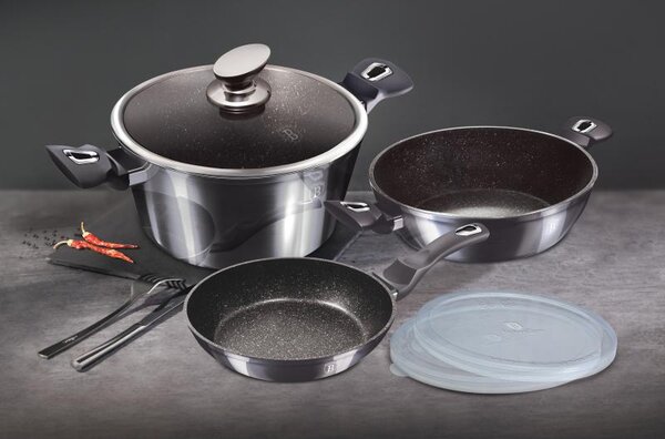 Sada nádobí s mramorovým povrchem 6 ks Carbon PRO Line