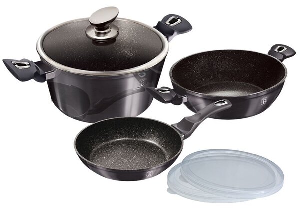 Sada nádobí s mramorovým povrchem 6 ks Carbon PRO Line