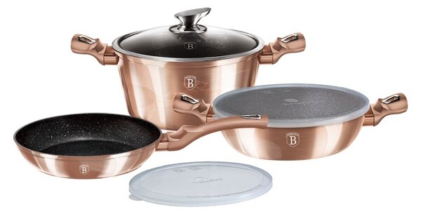 Sada nádobí s mramorovým povrchem 6 ks Rosegold Metallic Line