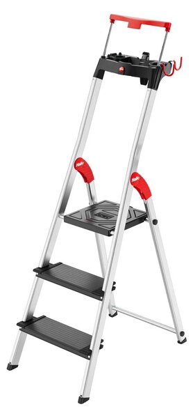 Hliníkové schůdky Hailo L100 Topline, 2+1 příčka, nosnost 150 kg, 8050-307 2,63 m X 1,43 m
