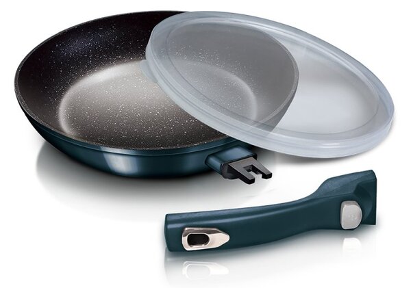 Pánev s odnímatelnou rukojetí + víko 24 cm Aquamarine Metallic Line