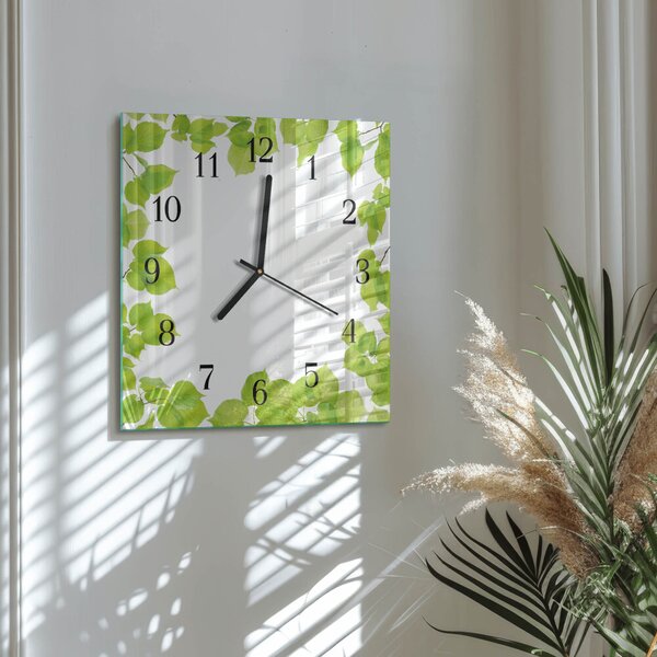 Skleněné hodiny na stěnu Listy zskc-30x30-00175506