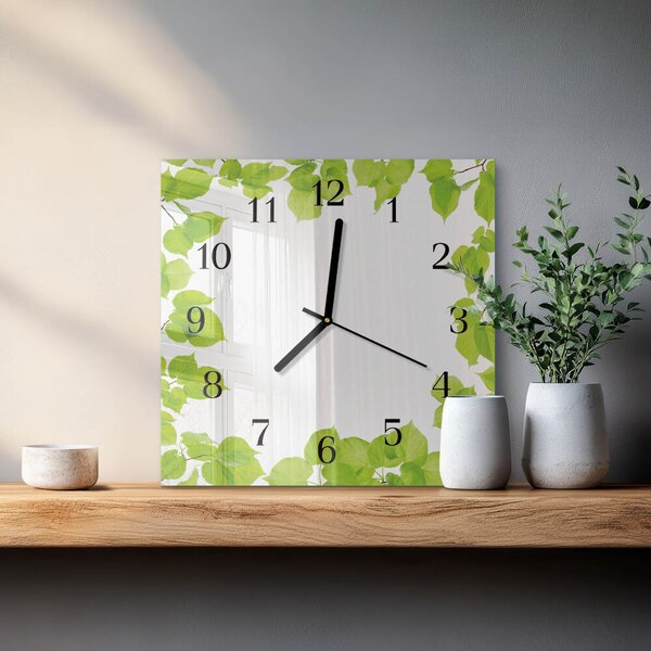 Skleněné hodiny na stěnu Listy zskc-30x30-00175506