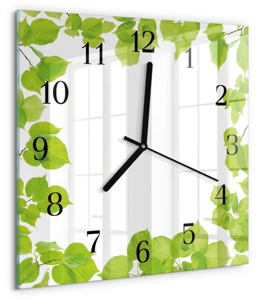 Skleněné hodiny na stěnu Listy zskc-30x30-00175506