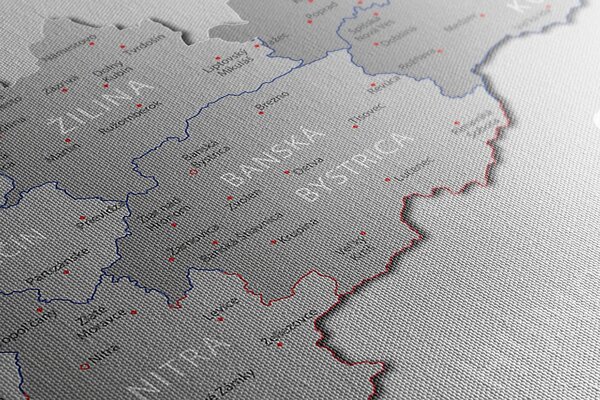 Obraz šedá mapa Slovenska s decentním kontrastem