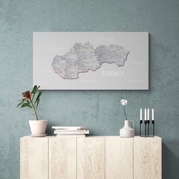 Obraz šedá mapa Slovenska s decentním kontrastem