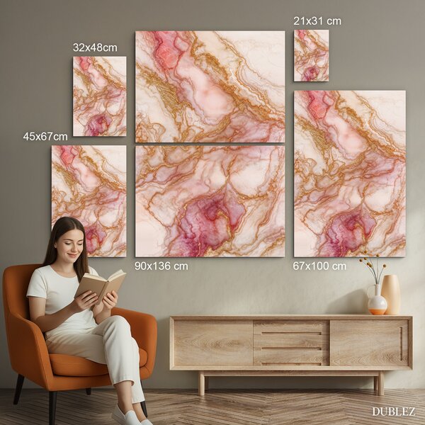 DUBLEZ | Dřevěný obraz na stěnu - Rosé Marble | UV tisk, Premium