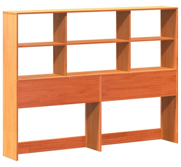 Postel s knihovnou bez matrace hnědá 150 x 200 cm masivní dřevo 3322035