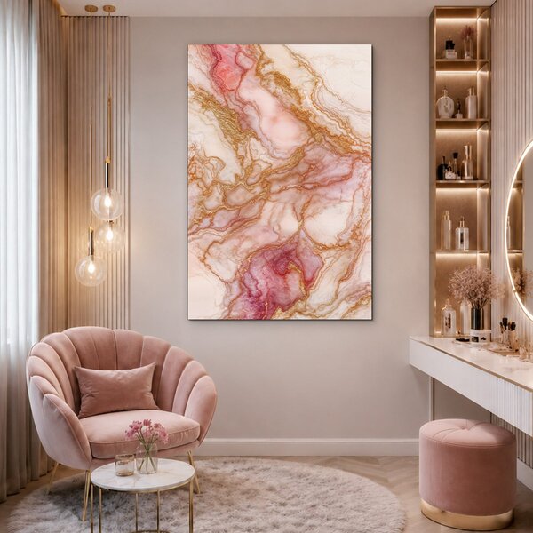 DUBLEZ | Dřevěný obraz na stěnu - Rosé Marble | UV tisk, Premium