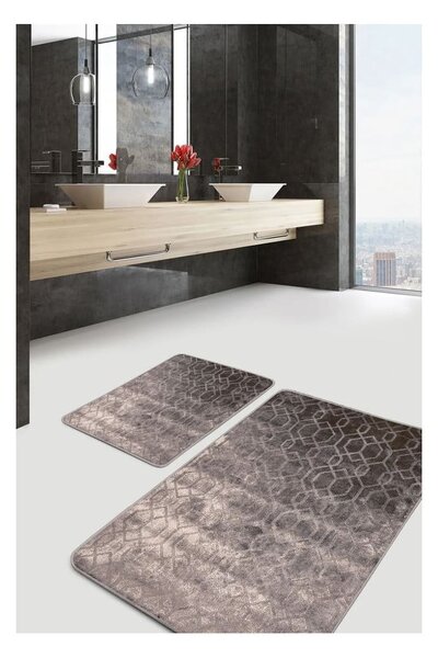 Šedé sametové koupelnové předložky v sadě 2 ks 60x100 cm – Mila Home
