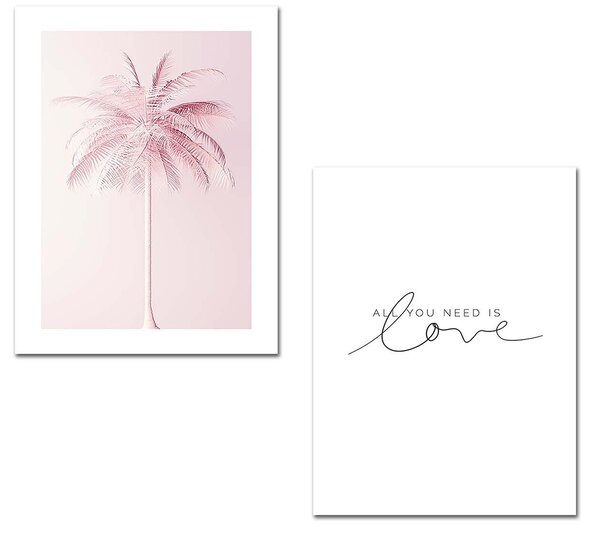 ASIR Obraz na MDF 2ks ALL YOU NEED IS LOVE 30 x 40 cm