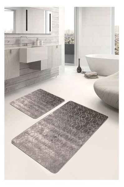 Šedé sametové koupelnové předložky v sadě 2 ks 60x100 cm – Mila Home