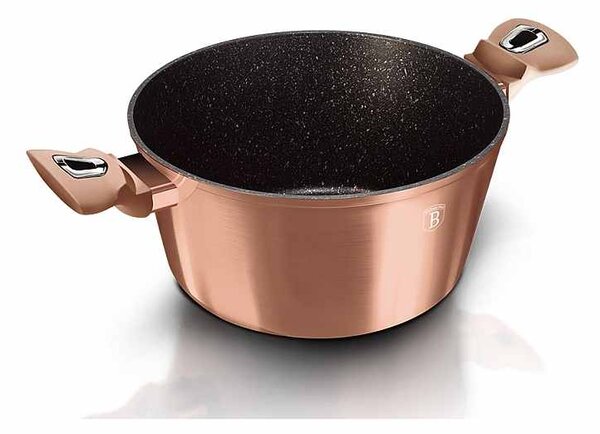 Kastrol s mramorovým povrchem a poklicí 28 cm Rosegold Metallic Line