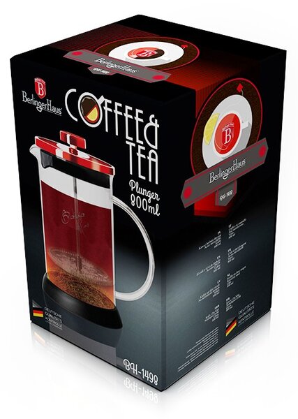 Konvička na čaj a kávu French Press 800 ml Burgundy Metallic Line