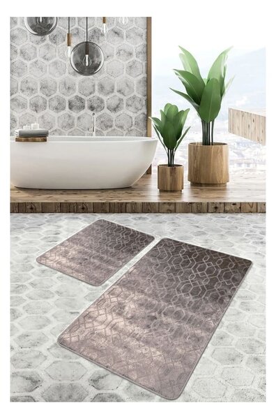 Šedé sametové koupelnové předložky v sadě 2 ks 60x100 cm – Mila Home