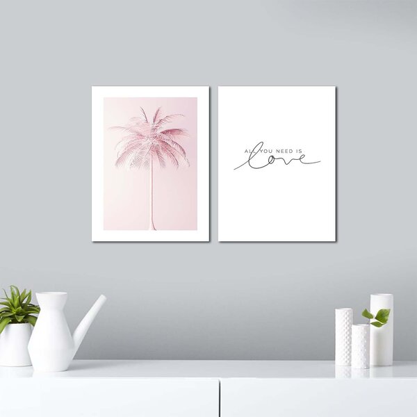 ASIR Obraz na MDF 2ks ALL YOU NEED IS LOVE 30 x 40 cm