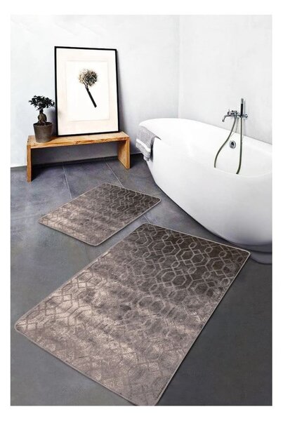Šedé sametové koupelnové předložky v sadě 2 ks 60x100 cm – Mila Home
