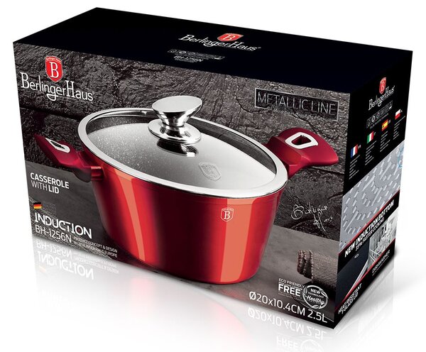 Kastrol s mramorovým povrchem a poklicí 20 cm Burgundy Metallic Line