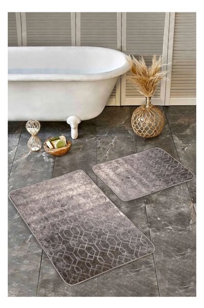 Šedé sametové koupelnové předložky v sadě 2 ks 60x100 cm – Mila Home