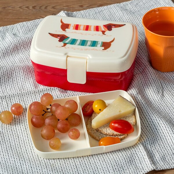 Červený/krémový dětský svačinový box Sausage Dog – Rex London