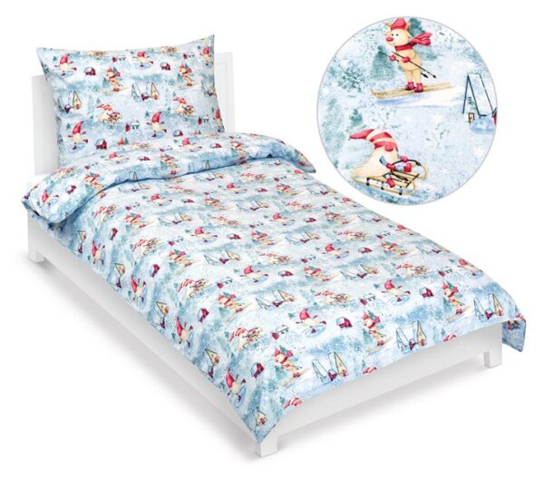 Bellatex Povlečení bavlněné Vánoce 140x200, 70x90 cm Slřítek na bruslích