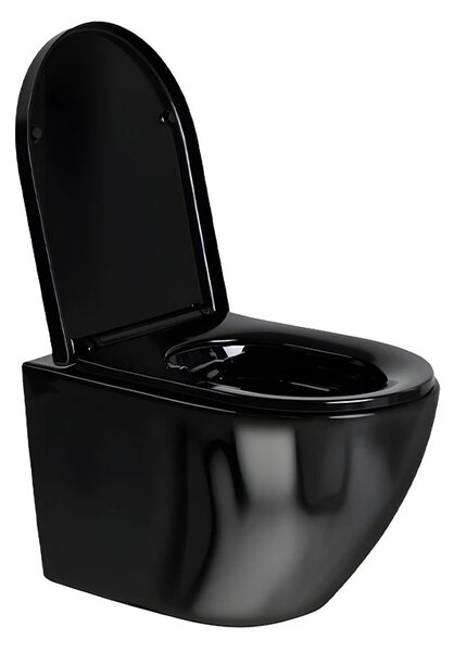BPS-koupelny Závěsná WC mísa se SoftClose sedátkem MIZU BL RIM 02, černá