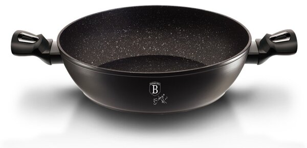 Pánev WOK s poklicí a mramorovým povrchem 30 cm Black Silver Collection