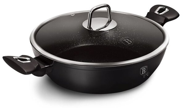 Pánev WOK s poklicí a mramorovým povrchem 30 cm Black Silver Collection