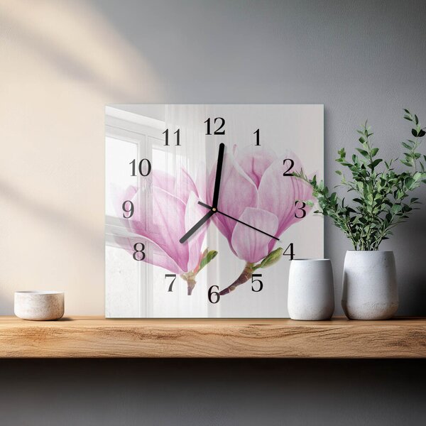 Skleněné hodiny na stěnu Magnólie zskc-30x30-00175529