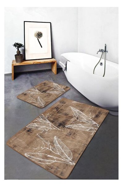 Hnědé sametové koupelnové předložky v sadě 2 ks 60x100 cm – Mila Home