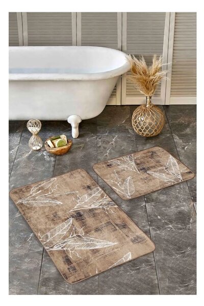Hnědé sametové koupelnové předložky v sadě 2 ks 60x100 cm – Mila Home