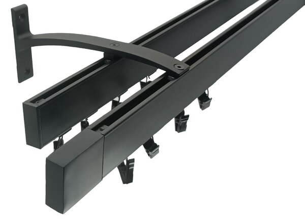 Kovovégarnýže.cz Garnýže Square line elegance square černá matná Varianta jednořadá nebo dvouřadá: Jednořadá, Délka: 0-100cm, Uchycení látky: jezdec+šnekový háček