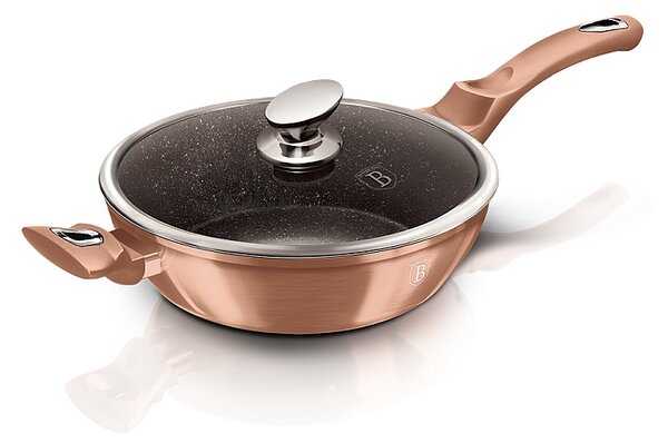 Pánev hluboká s mramorovým povrchem a poklicí 28 cm Rosegold Metallic Line
