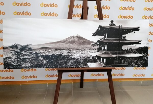Obraz památka Chureito Pagoda v černobílém provedení
