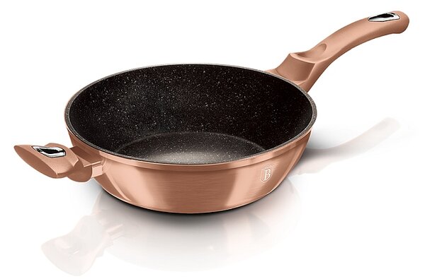 Pánev hluboká s mramorovým povrchem a poklicí 28 cm Rosegold Metallic Line