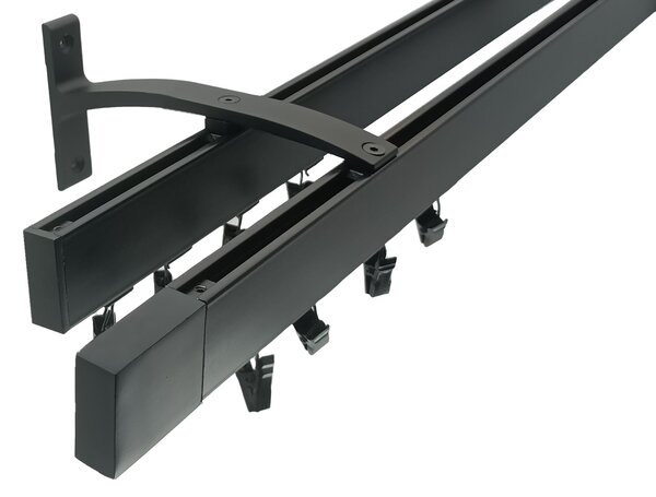 Kovovégarnýže.cz Garnýže Square line elegance square černá matná Varianta jednořadá nebo dvouřadá: Jednořadá, Délka: 0-100cm, Uchycení látky: jezdec+šnekový háček
