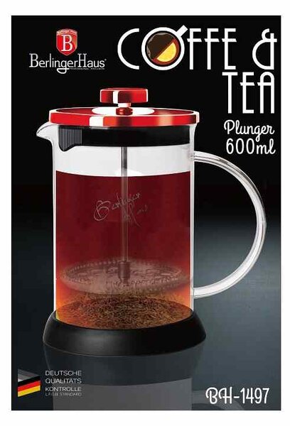 Konvička na čaj a kávu French Press 600 ml Burgundy Metallic Line