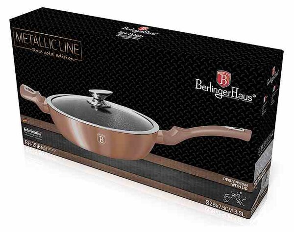 Pánev hluboká s mramorovým povrchem a poklicí 28 cm Rosegold Metallic Line