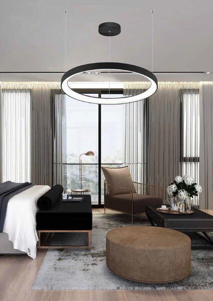 Palnas Závěsné LED svítidlo DITA 2 ø 58 cm, 3000-6500K Barva: Černá, Stmívání, řízení: ON/OFF (bez stmívání)